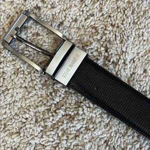 Steve Madden Textured Black Belt with Silver Buckle